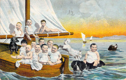 FANTAISIE - Bébés En Bateau - Carte Postale Ancienne - Bébés