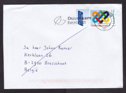 Netherlands: Cover To Belgium, 2023, 1 Stamp + Tab, Europa, Peace, Handshake, Returned, Retour Label (traces Of Use) - Brieven En Documenten