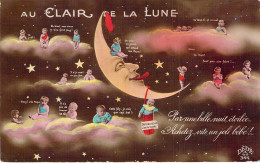 FANTAISIE - Bébés - Au Clair De La Lune - Carte Postale Ancienne - Neonati
