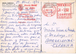 50403. Postal Aerea PRAÇA RPPSEVELT (Sao Paolo) Brasil 1976. Gran HOTEL CA' D'ORO, Franqueo Mecanico - Cartas & Documentos