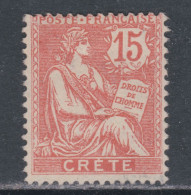 Crète N° 7 (.) Type Mouchon: 15 C. Vermillon, Neuf Sans Gomme Sinon TB - Unused Stamps