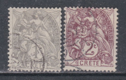 Crète N° 1 / 2 O Type Blanc, Les 2 Valeurs Oblitérées TB - Used Stamps