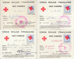 CROIX ROUGE - 4 Cartes D'adhérent (1962-64-65-68) Avec Vignettes - Red Cross