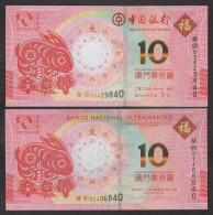 China Macao Commemorative 2023 10 Patacas UNC 2pcs Rabbit - Macau