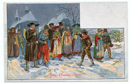 Illustrateur P.Kaufmann.Usages Et Costumes D'Alsace.Editeur Berger-Levrault Et Cie.Noël.la Messe De Minuit. - Kauffmann, Paul