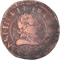 Monnaie, France, Henri III, Double Tournois Au Col Fraisé, Amiens, TB+, Cuivre - 1574-1589 Heinrich III.