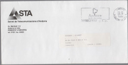 ANDORRA - ANDORRE - 1994 - Lettre En Franchise + Flamme - STA - Viaggiata Da Andorra La Vella Per Soldeu - Covers & Documents