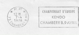 1978 Championnat D'Europe De Kendo (Escrime Japonaise) à  Chambéry Lettre Avec Flamme Postale Port Payé (PP Dans Dateur) - Zonder Classificatie