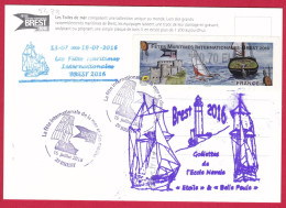 5433 Marine, CP Les Toiles De La Mer, Goélette La Belle Poule, Fête Internationale De La Mer Et Des Marins Brest 2016, O - Poste Navale