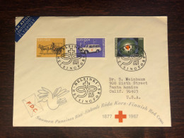 FINLAND FDC  TRAVELED COVER 1967 YEAR RED CROSS  HEALTH MEDICINE - Cartas & Documentos
