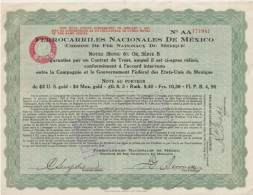 FERROCARRILES NACIONALES DE MEXICO (Chemins De Fer Nationaux Du Mexique) Notes (Bons) 6% Or. Série B. (1927) - Ferrocarril & Tranvías