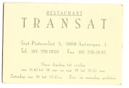 Antwerpen Sint Pietersvliet Restaurant Transat Visitekaartje Etiquette Htje - Cartes De Visite