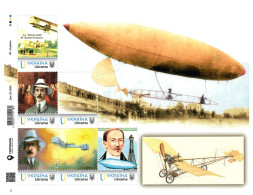 Ukraine 2023, Aeronautics History, Air Ship, Alberto Santos-Dumont, Sheetlet Of 6v - Ukraine