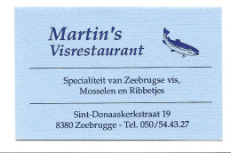 Zeebrugge Martin's Visrestaurant Visitekaartje - Visiting Cards