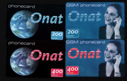 4 Pcs Different Onat Gsm Prepaid Phone Card Unused - Collections