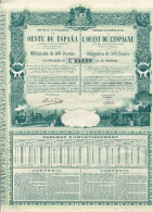 Obligation  De 1894 - Compagnie Des Chemins De Fer De L'Ouest De L'Espagne -  VF- - Chemin De Fer & Tramway