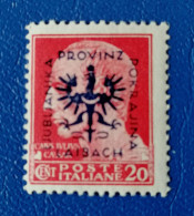 LAIBACH+Posta Italiane 20 Cent. OVER PRINT LJUBLJANSKA POKRAJINA PROVINZ LAIBACH - Stamped Stationery