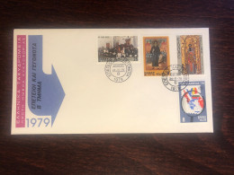 GREECE FDC 1979 YEAR  RELIGIOUS ART PARLAMENT - Cartas & Documentos