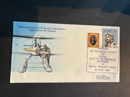 (2 R 47) Australia - UNUSUAL - Royal Hutt River Province Air Force !? - Royal Fogardy Field - 1981 (over-print) - Eerste Vluchten