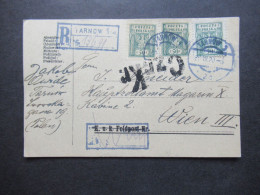 Österreich / Polen Ehem. Österr. Verwaltungsgebiet 1920 R-Zettel Als Stempel Tarnow 1 Und Zensurstempel Czr.Kr. KuK Feld - Entiers Postaux