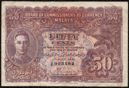 Malaya, 50 Cents 1941 P-10 VF King George VI Banknote - Malesia