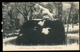 Sétif  Sous La Neige Le Jardin D'Orléans Statue D'Asis Mamain - Setif