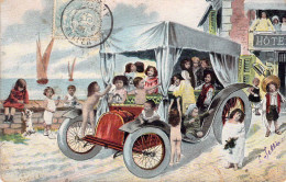 FANTAISIE - Les Bébés Dans Une Voiture Au Bord De Mer - Carte Postale Ancienne - Bébés