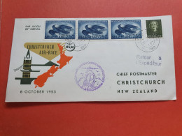 Pays Bas - Enveloppe 1er Vol Amsterdam/Nouvelle Zélande En 1953 Et Retour - Réf 1058 - Covers & Documents