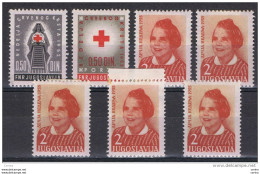 JUGOSLAVIA:  1952/55  BENEFICENZA  -  7  VAL. L. -  YV/TELL. 15//21 - Liefdadigheid