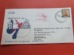 Nouvelle Zélande - Enveloppe 1er Vol Nouvelle Zélande/ Pays Bas En 1953 - Réf 1059 - Covers & Documents