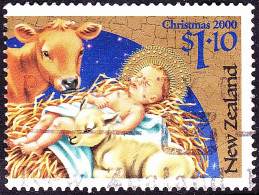 NEW ZEALAND 2000 QEII $1.10 Multicoloured, Christmas-Baby Jesus In Manger SG2355 FU - Usati