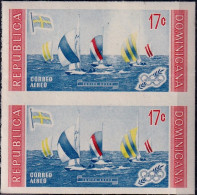 OLYMPICS-1956, MELBOURNE- SAILING- IMPERF PAIR-COLOR VARIETY- DOMINICANA-MNH- SCARCE- A5-745 - Sommer 1956: Melbourne