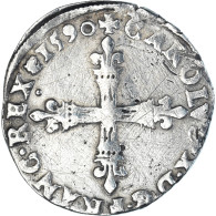 Monnaie, France, Charles X, 1/4 Ecu, 1590, Paris, TB+, Argent, Gadoury:521 - 1589-1610 Henri IV Le Vert-Galant