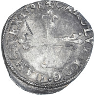 Monnaie, France, Charles X, 1/4 Ecu, 1598, Nantes, TB, Argent, Gadoury:521 - 1589-1610 Henri IV Le Vert-Galant