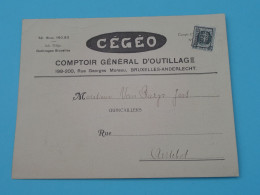 " Cégéo " Comptoir General D'Outilage > ANDERLECHT ( See / Voir SCANS ) Carte PUBLI > 1925 > Aerschot ! - Ambachten