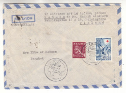 Finlande - Lettre De 1949  - 1 Er Vol Helsinki Bangkok - Croix Rouge - - Briefe U. Dokumente