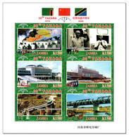 Zambia 2006 2007 (G15) 30 Years Tanzara Railway Train Station Eisenbahnen Railway Bridge Victoria Falls Sheet MNH ** - Zambia (1965-...)