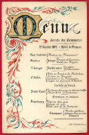 1889 MENU Ancien Illustré Litho. A. Boutifard 86 POITIERS, CERCLE Du COMMERCE - Hôtel De France ** XIXe - Menus