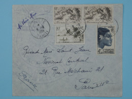 BT15  ET. OCEANIE BELLE LETTRE 1955  PAPEETE A  PARIS FRANCE +3X N° 200+AFF. PLAISANT +++ - Covers & Documents