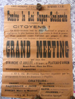 Affiche Politique Parti Socialiste Grand Meeting Au Plateau D Avron Avec Son Timbre Affiche - Posters