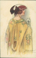 MAUZAN SIGNED 1910s  POSTCARD - WOMAN - & DOG - N.126/3 (4507) - Mauzan, L.A.