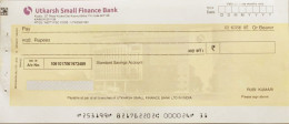 India Non-existing / CLOSED Utkarsh Small Finance Bank's "CHEQUE LEAF" New Condition, Number May Differ, As Per Scan - Chèques & Chèques De Voyage