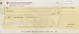 India Non-existing / CLOSED Utkarsh Small Finance Bank's "CHEQUE LEAF" New Condition, Number May Differ, As Per Scan - Unclassified