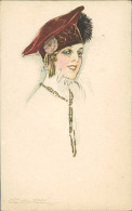 MAUZAN SIGNED 1910s  POSTCARD - WOMAN & RED HAT - N.229/6  (4523) - Mauzan, L.A.