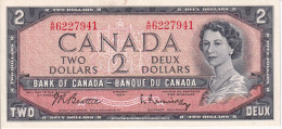 BILLETE DE CANADA DE 2 DOLLARS DEL AÑO 1954 EN CALIDAD EBC (XF) (BANKNOTE) - Canada
