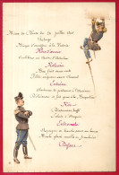 1895 MENU Ancien (rédigé à La Main) Illustré : Militaires ** XIXe Militaire Militaria - Menus