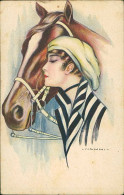 NANNI SIGNED 1910s  POSTCARD - WOMAN & HORSE - N. 257/6 (4537) - Nanni
