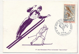 FRANCE - Carte Maximum - 0,30 + 0,10 Saut Et Fond - J.O. De Grenoble - 6/2/1968 - 1960-1969
