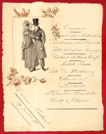 1894 MENU Ancien Illustré : Couple Portant Vêtements "à La Mode", Fleurs Et Oiseaux ** XIXe - Menus