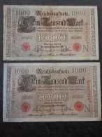 LOT 2 BILLETS SERIE N 1000 MARK 21 04 1910 BERLIN REICHSBANKNOTE ALLEMAGNE - 1000 Mark